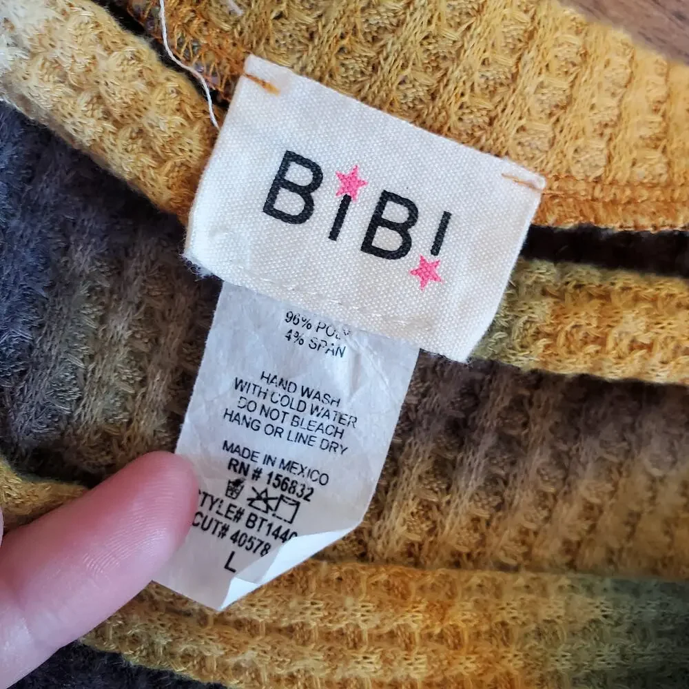 Vintage Bibi Top Size Large V-Neck Short Sleeve Tie Dye Waffle Knit - Picture 4 of 6
